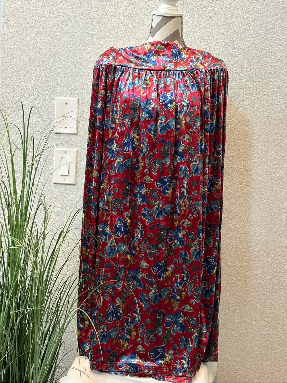 Natural Life Red Floral velvet Maxi Skirt